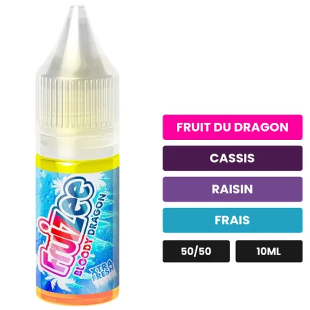 E-liquide Bloody Dragon d'Eliquid France, 10 ml, saveurs fruit du dragon, cassis, raisin et 1 autre.