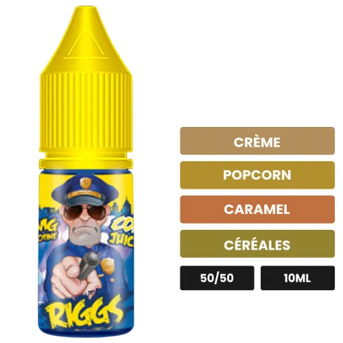 E-liquide Riggs d'Eliquid France, 10 ml, saveurs crème, popcorn, caramel et 1 autre.