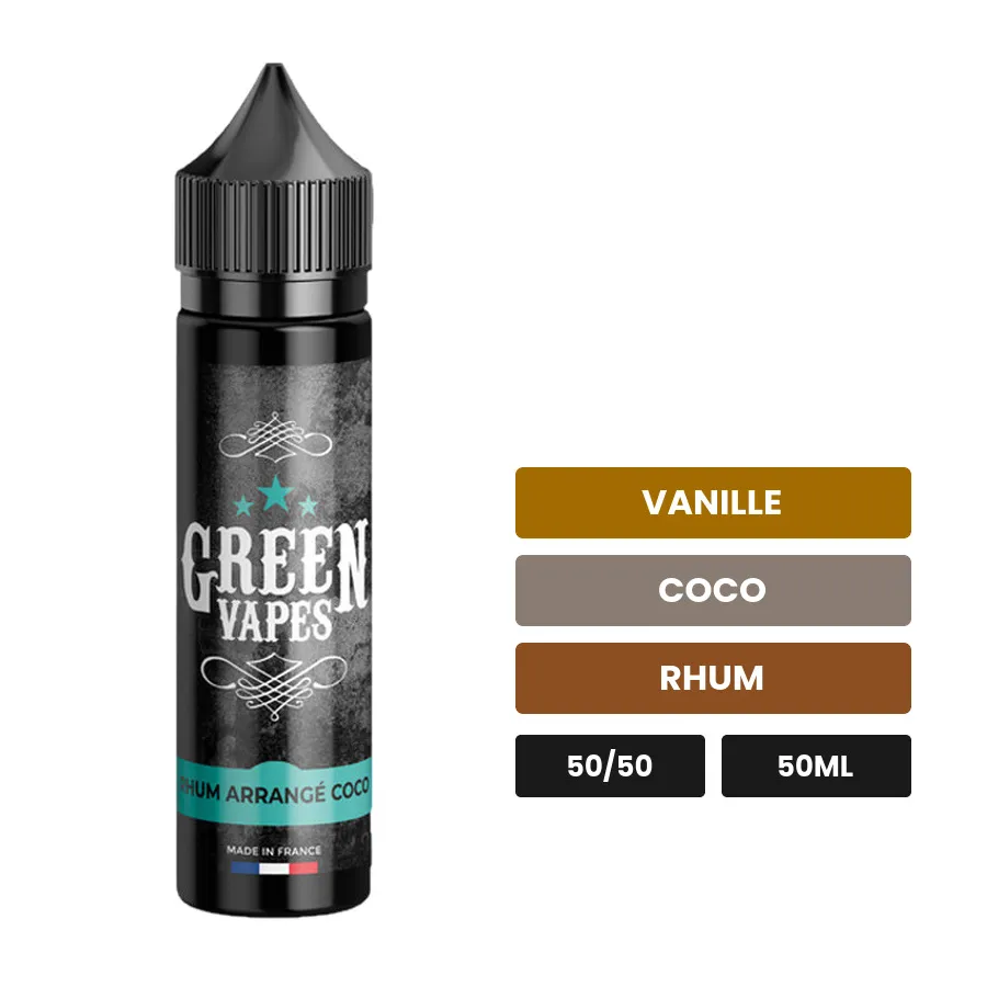 E-liquide Rhum Arrangé Coco d'Eliquid France, 50 ml, saveurs vanille, coco et rhum.