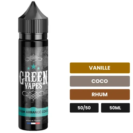 E-liquide Rhum Arrangé Coco d'Eliquid France, 50 ml, saveurs vanille, coco et rhum.