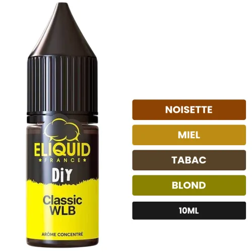 Arome concentre Classic WLB d'Eliquid France, 10 ml, saveurs noisette, miel, tabac et 1 autre.
