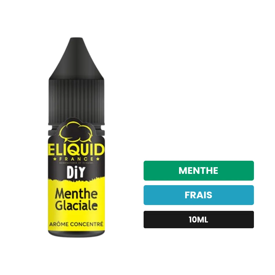 Arome concentre Menthe Glaciale d'Eliquid France, 10 ml, saveurs menthe et frais.