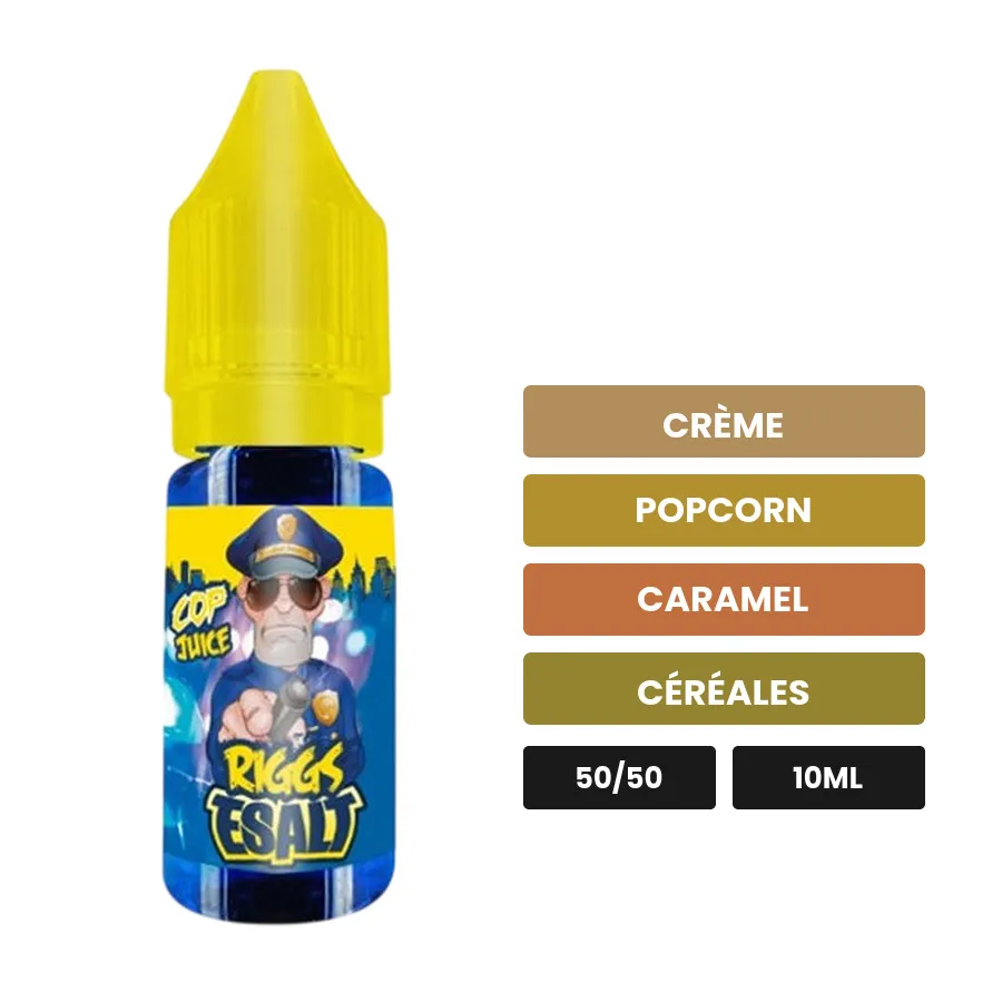 E-liquide Riggs d'Eliquid France, 10 ml, saveurs crème, popcorn, caramel et 1 autre.