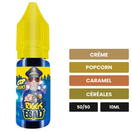 E-liquide Riggs d'Eliquid France, 10 ml, saveurs crème, popcorn, caramel et 1 autre.