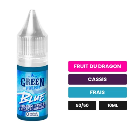 E-liquide Blue d'Eliquid France, 10 ml, saveurs fruit du dragon, cassis et frais.