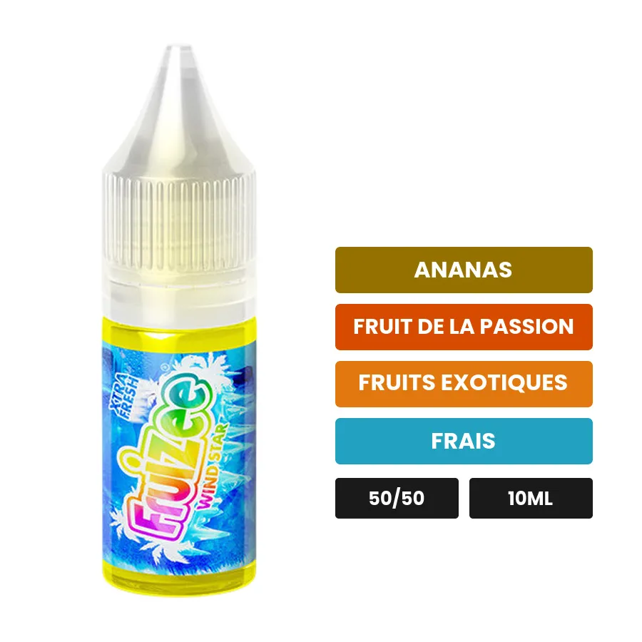 E-liquide Wind Star d'Eliquid France, 10 ml, saveurs ananas, fruit de la passion, fruits exotiques et 1 autre.