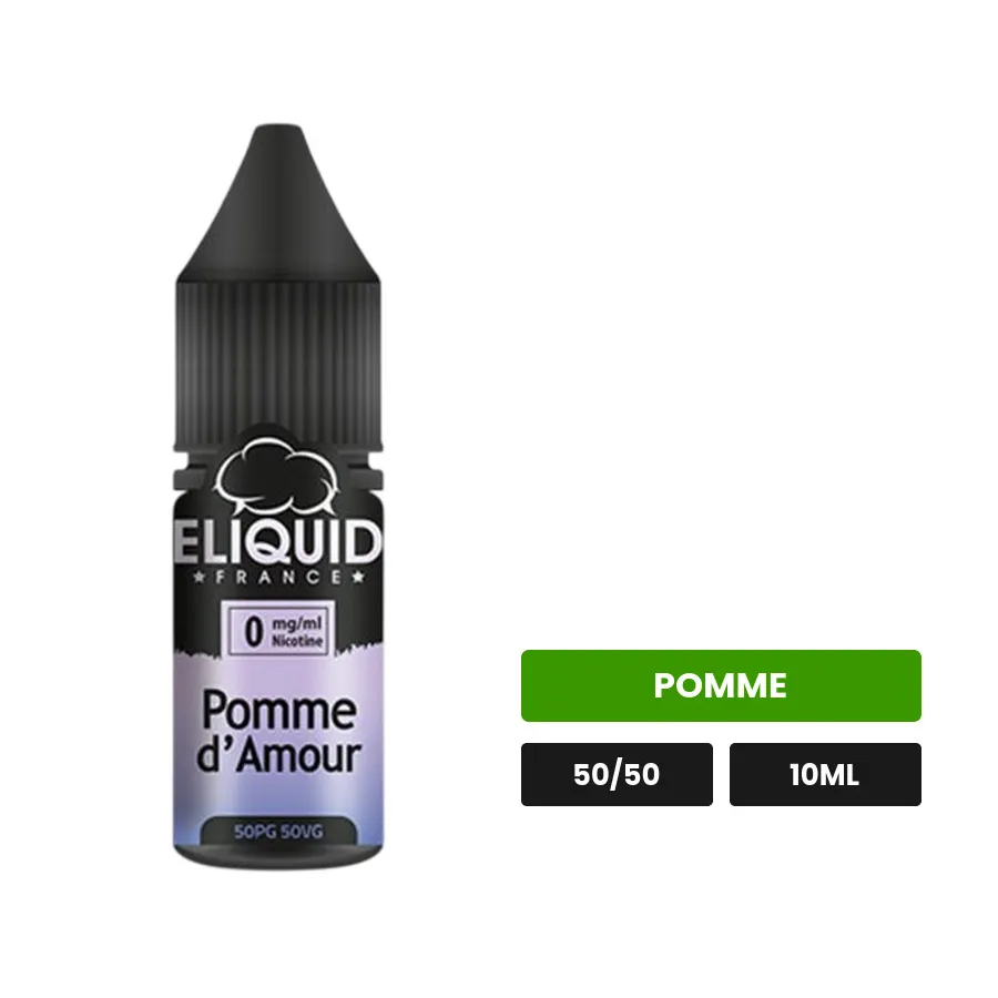 E-liquide Pomme d'Amour d'Eliquid France, 10 ml, saveur pomme.