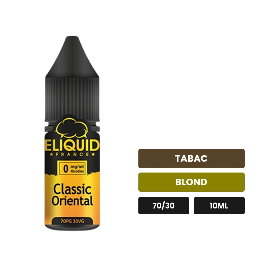 E-liquide Classic Oriental d'Eliquid France, 10 ml, saveurs tabac et blond.