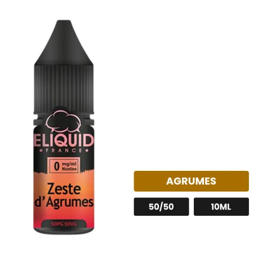 E-liquide Zeste d'Agrumes d'Eliquid France, 10 ml, saveur agrumes.