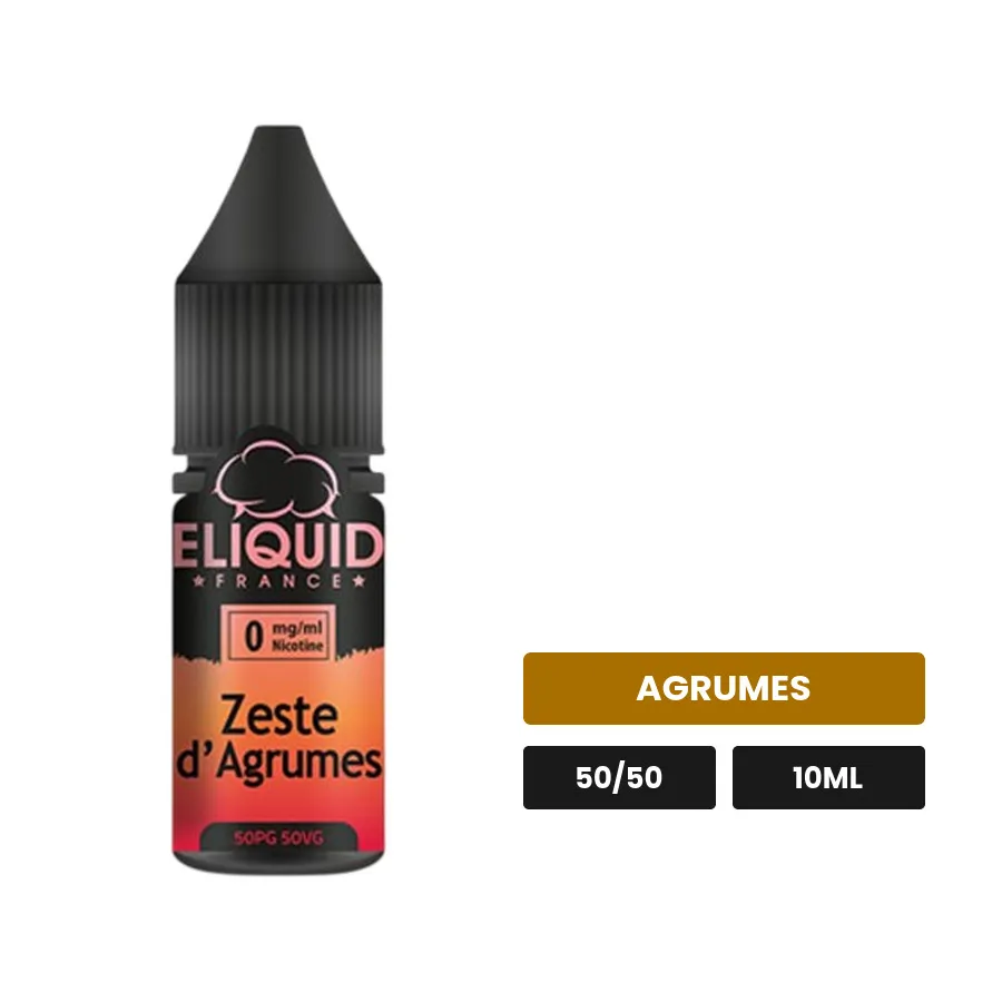 E-liquide Zeste d'Agrumes d'Eliquid France, 10 ml, saveur agrumes.