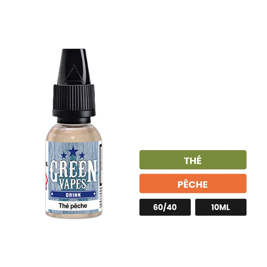E-liquide Thé Pêche d'Eliquid France, 10 ml, saveurs thé et pêche.