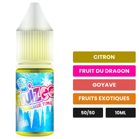 E-liquide Summer Beach d'Eliquid France, 10 ml, saveurs citron, fruit du dragon, goyave et 2 autres.