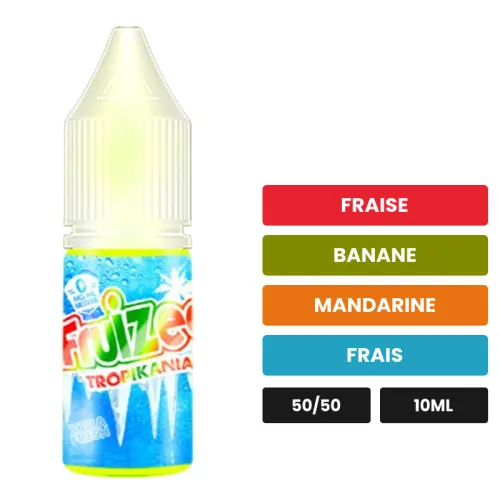E-liquide Tropikania d'Eliquid France, 10 ml, saveurs fraise, banane, mandarine et 1 autre.