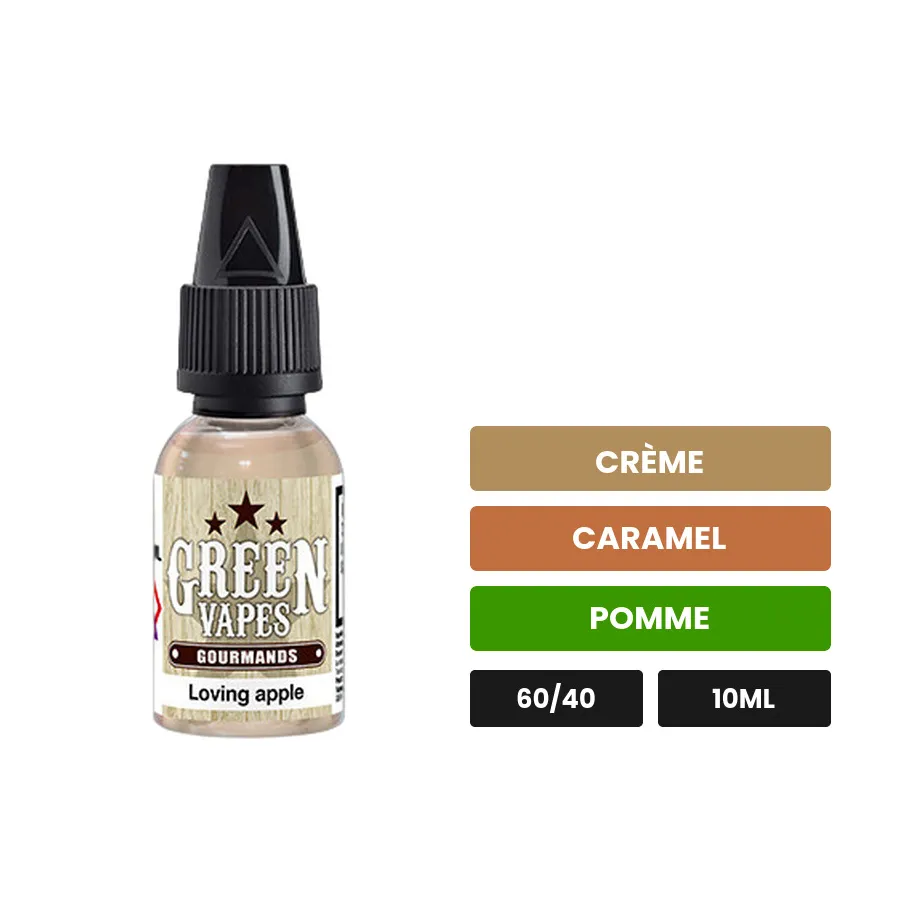 E-liquide Loving Apple d'Eliquid France, 10 ml, saveurs crème, caramel et pomme.