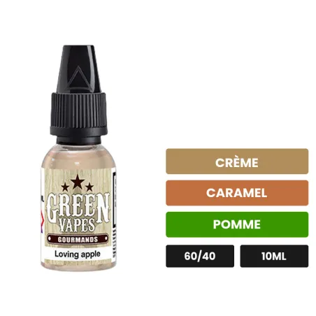 E-liquide Loving Apple d'Eliquid France, 10 ml, saveurs crème, caramel et pomme.