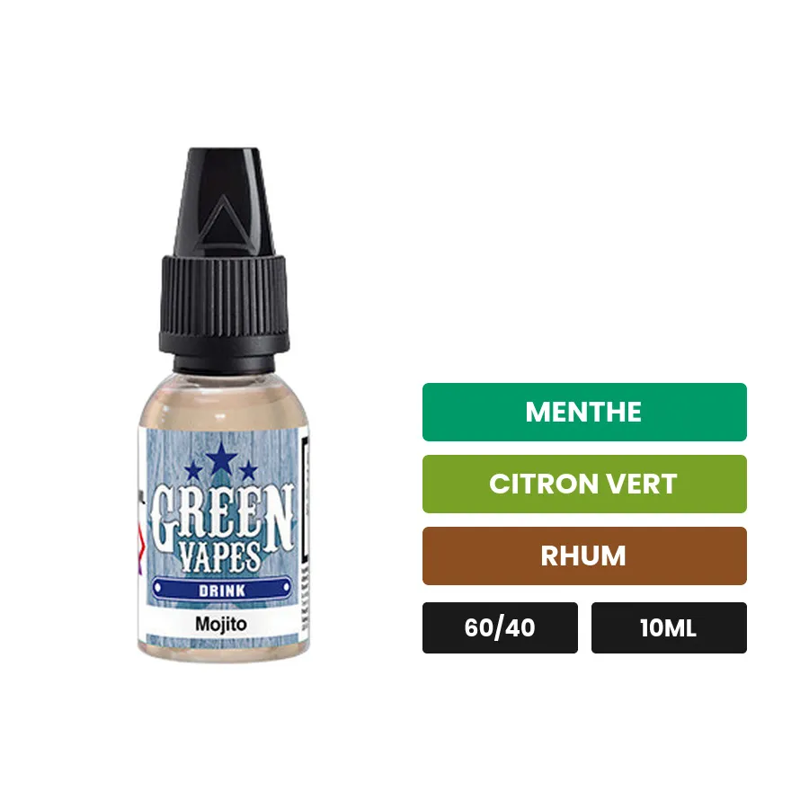 E-liquide Mojito d'Eliquid France, 10 ml, saveurs menthe, citron vert et rhum.