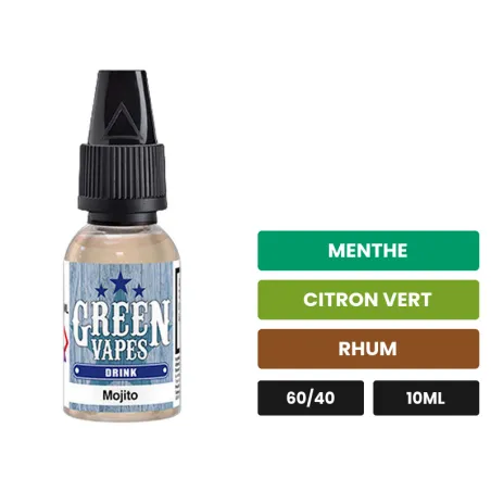 E-liquide Mojito d'Eliquid France, 10 ml, saveurs menthe, citron vert et rhum.