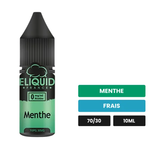 E-liquide Menthe d'Eliquid France, 10 ml, saveurs menthe et frais.