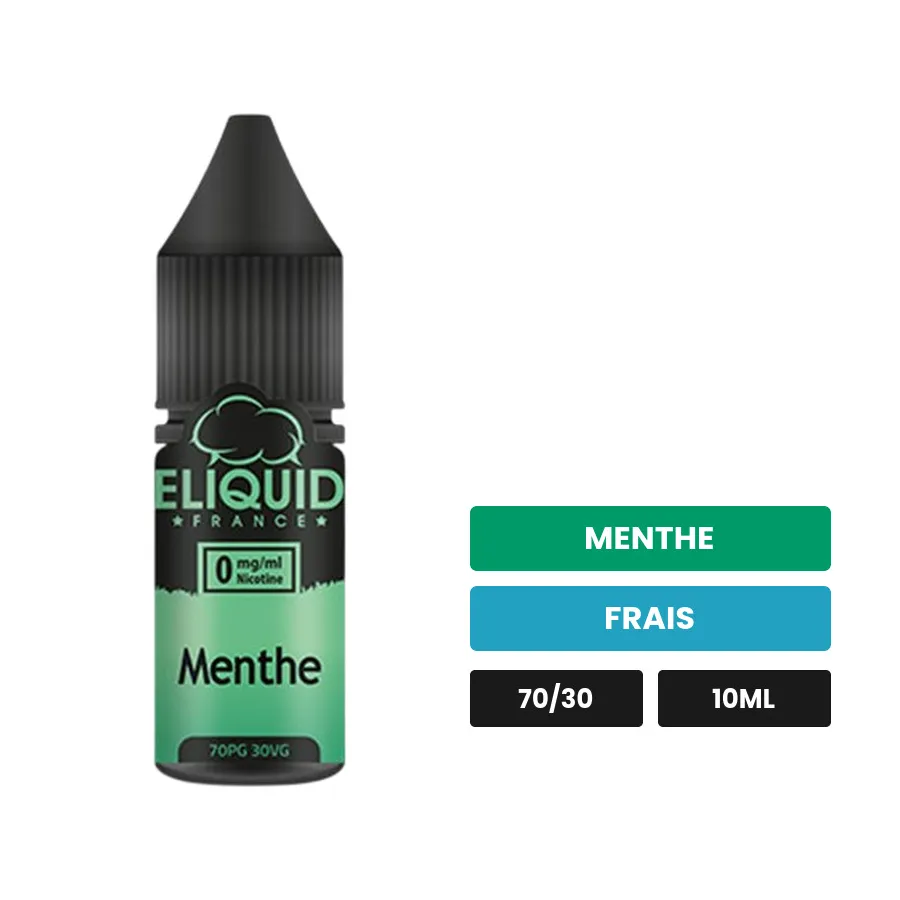 E-liquide Menthe d'Eliquid France, 10 ml, saveurs menthe et frais.