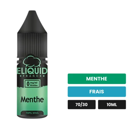 E-liquide Menthe d'Eliquid France, 10 ml, saveurs menthe et frais.