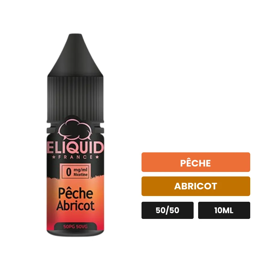 E-liquide Pêche Abricot d'Eliquid France, 10 ml, saveurs pêche et abricot.