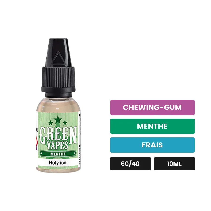 E-liquide Holy Ice d'Eliquid France, 10 ml, saveurs chewing-gum, menthe et frais.