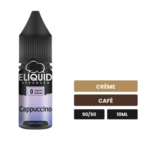 E-liquide Cappuccino d'Eliquid France, 10 ml, saveurs crème et café.