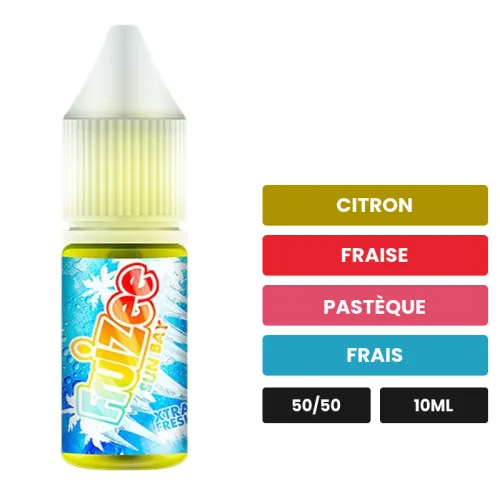 E-liquide Sun Bay d'Eliquid France, 10 ml, saveurs citron, fraise, pastèque et 1 autre.