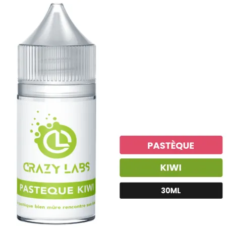 Arome concentre Pastèque Kiwi de Crazy Labs, 30 ml, saveurs pastèque et kiwi, sans nicotine — arôme à diluer de nicotine.