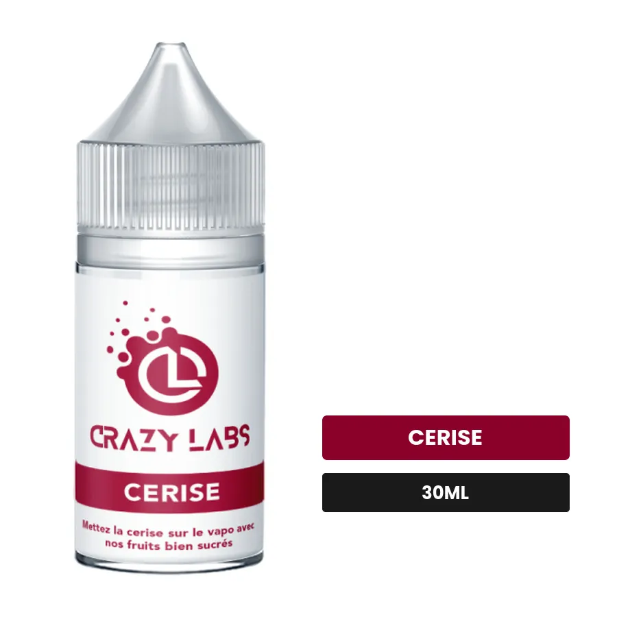 Arome concentre Cerise de Crazy Labs, 30 ml, saveur cerise, sans nicotine — arôme à diluer de nicotine.