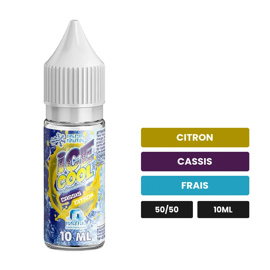 E-liquide Cassis Citron de Liquidarom, 10 ml, saveurs citron, cassis et frais.