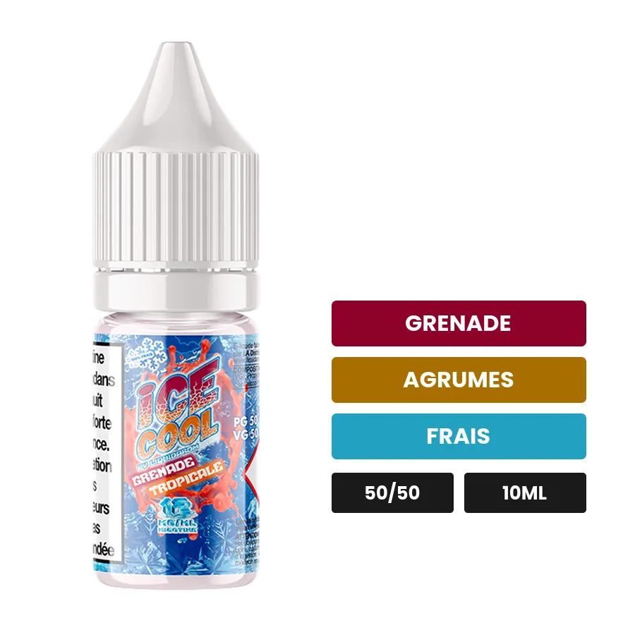 E-liquide Grenade Tropicale de Liquidarom, 10 ml, saveurs grenade, agrumes et frais.