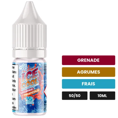 E-liquide Grenade Tropicale de Liquidarom, 10 ml, saveurs grenade, agrumes et frais.