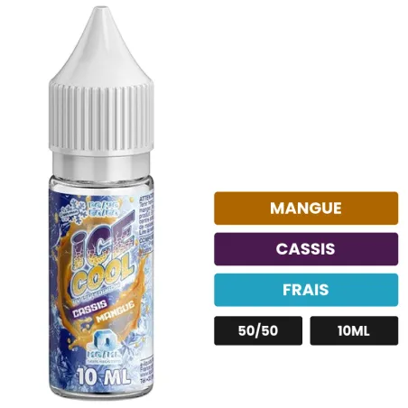 E-liquide Cassis Mangue de Liquidarom, 10 ml, saveurs mangue, cassis et frais.