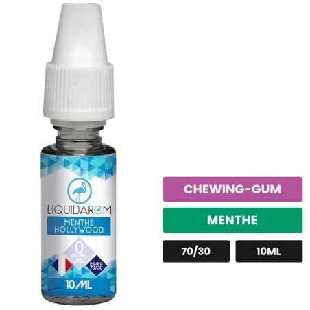 E-liquide Menthe Hollywood de Liquidarom, 10 ml, saveurs chewing-gum et menthe.