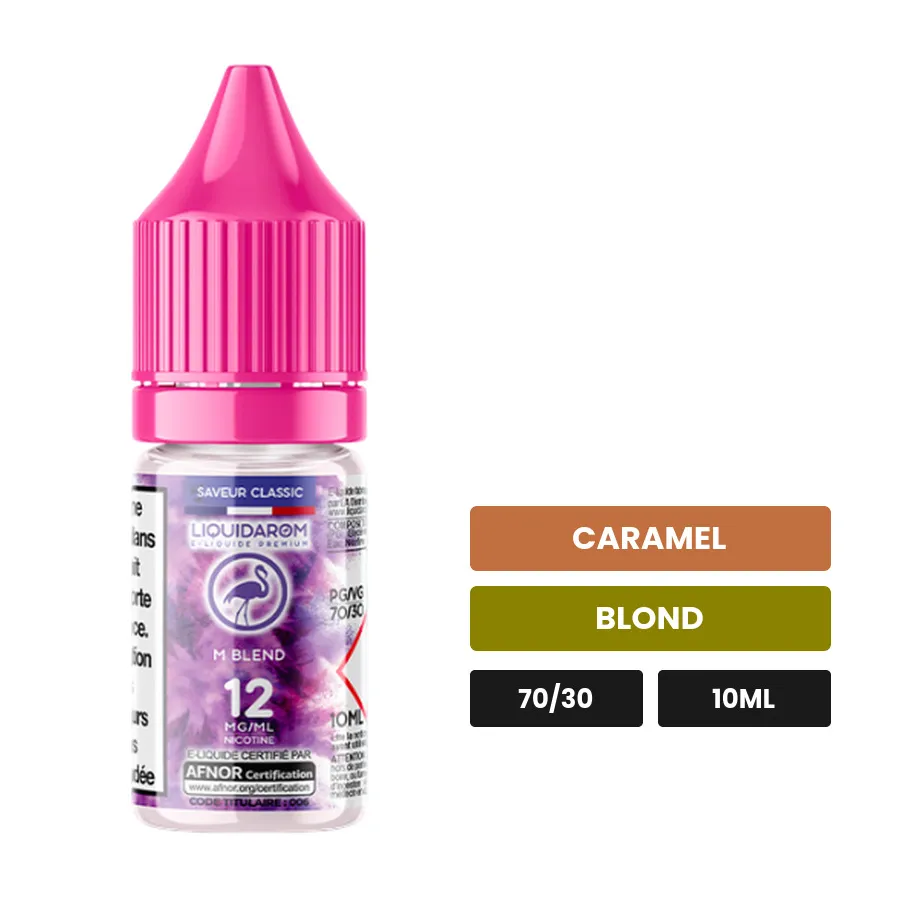 E-liquide M Blend de Liquidarom, 10 ml, saveurs caramel et blond.
