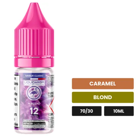 E-liquide M Blend de Liquidarom, 10 ml, saveurs caramel et blond.