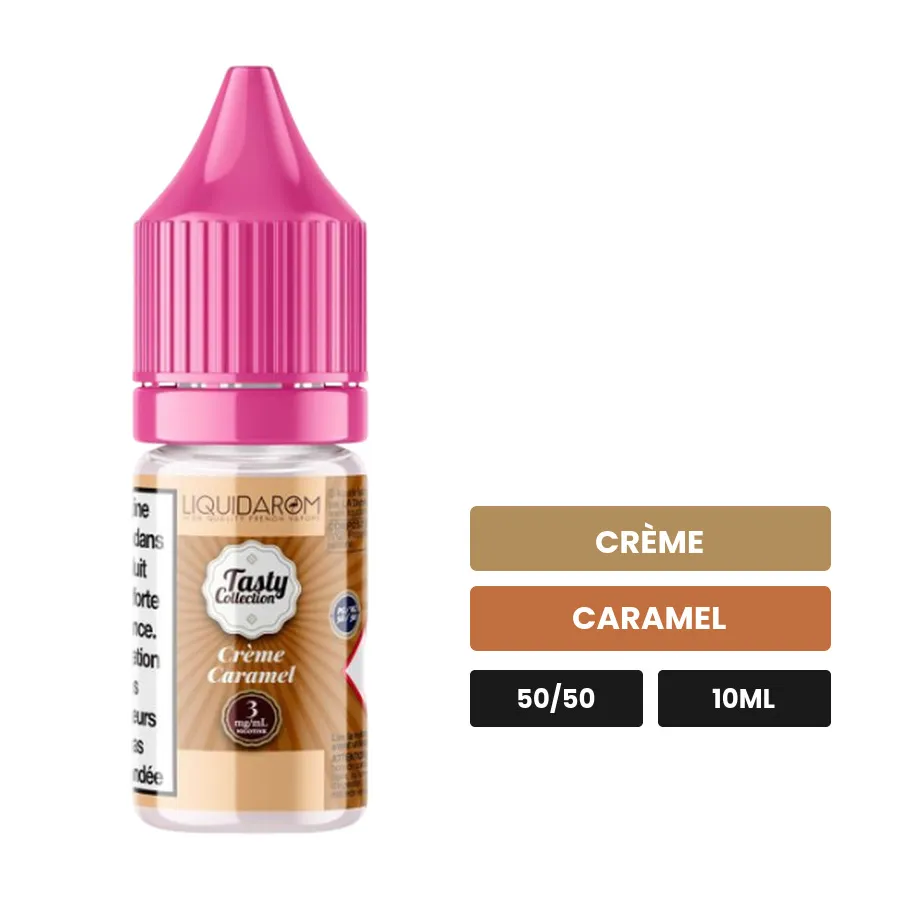 E-liquide Crème Caramel de Liquidarom, 10 ml, saveurs crème et caramel.