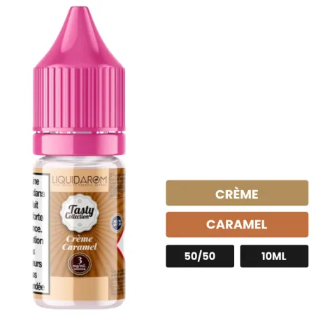 E-liquide Crème Caramel de Liquidarom, 10 ml, saveurs crème et caramel.