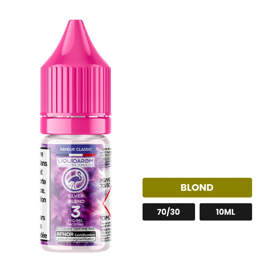 E-liquide Silver Blend de Liquidarom, 10 ml, saveur blond.