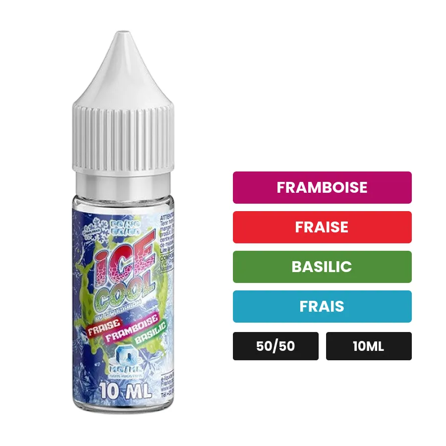 E-liquide Fraise Framboise Basilic de Liquidarom, 10 ml, saveurs framboise, fraise, basilic et 1 autre.