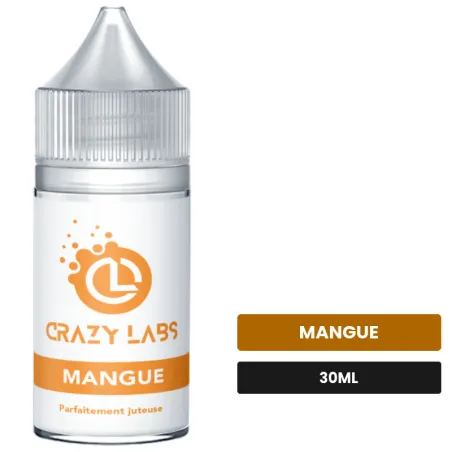 Arome concentre Mangue de Crazy Labs, 30 ml, saveur mangue, sans nicotine — arôme à diluer de nicotine.
