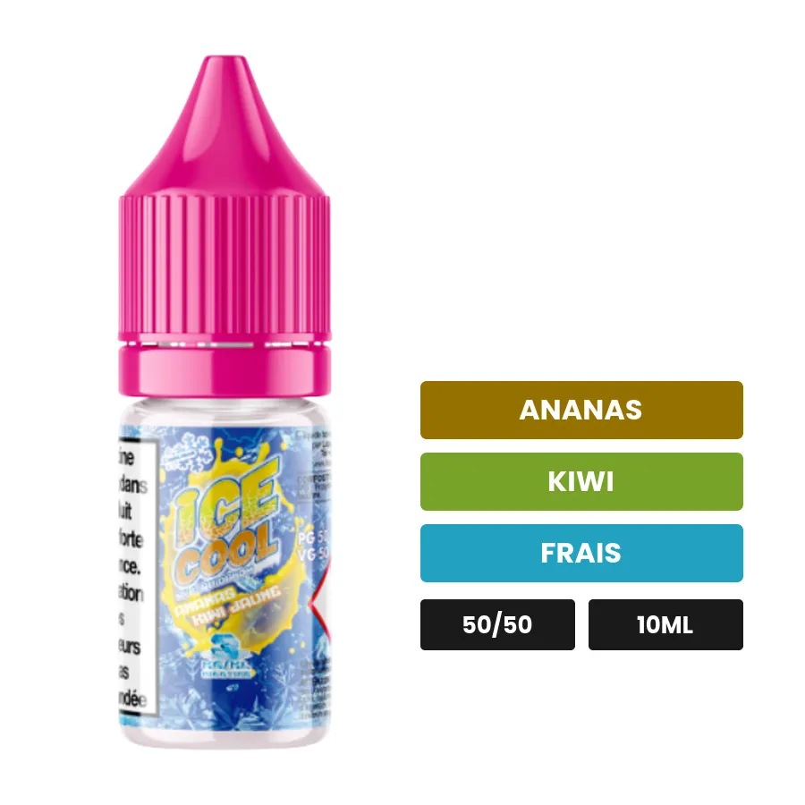 E-liquide Ananas Kiwi Jaune de Liquidarom, 10 ml, saveurs ananas, kiwi et frais.