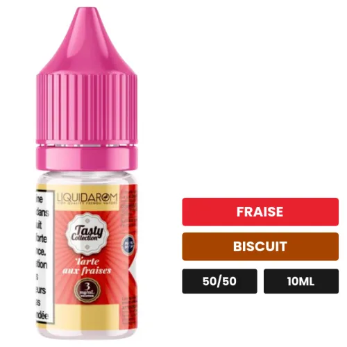 E-liquide Tarte aux Fraises de Liquidarom, 10 ml, saveurs fraise et biscuit.