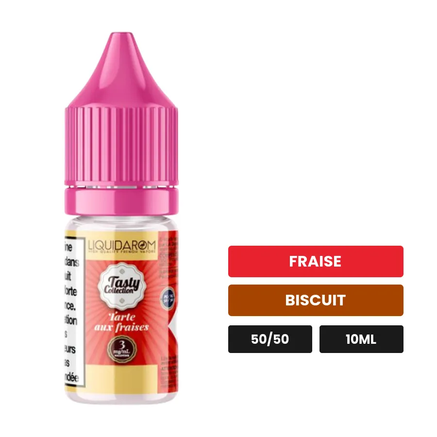 E-liquide Tarte aux Fraises de Liquidarom, 10 ml, saveurs fraise et biscuit.