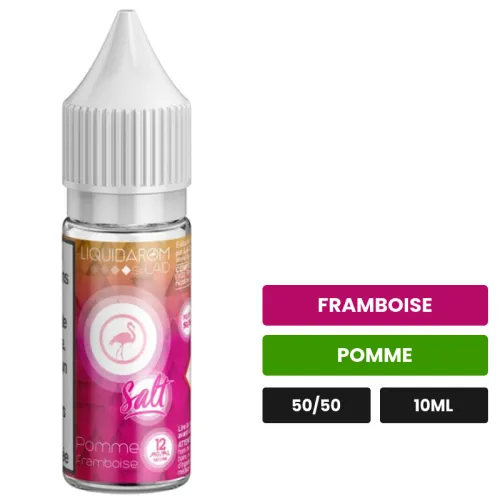 E-liquide Pomme Framboise de Liquidarom, 10 ml, saveurs framboise et pomme.