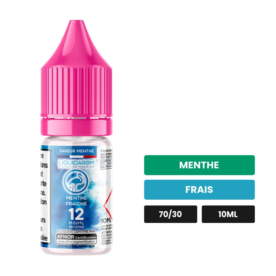 E-liquide Menthe Fraîche de Liquidarom, 10 ml, saveurs menthe et frais.