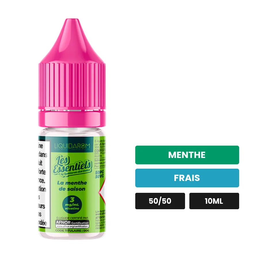 E-liquide La Menthe de Saison de Liquidarom, 10 ml, saveurs menthe et frais.