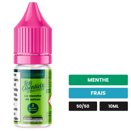 E-liquide La Menthe de Saison de Liquidarom, 10 ml, saveurs menthe et frais.