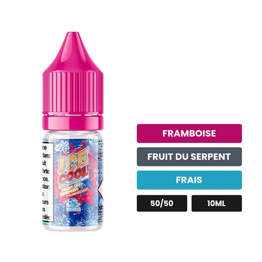 E-liquide Fruit du Serpent Framboise de Liquidarom, 10 ml, saveurs framboise, fruit du serpent et frais.